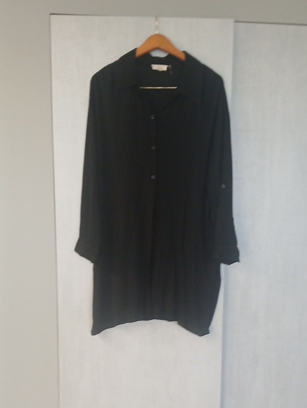 Elan Black Long Sleeve Button Tunic